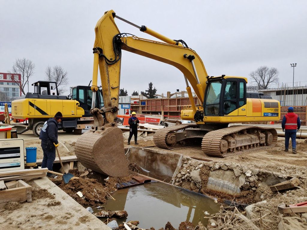 Heavy machinery at Horry County stormwater project site