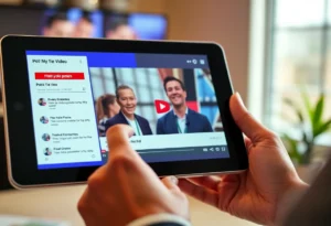 A user engaged with interactive video content on a tablet.