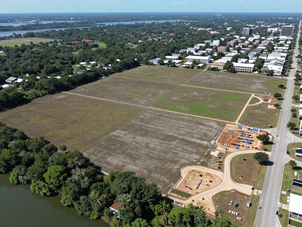 Aerial view of land parcels being developed in Myrtle Beach