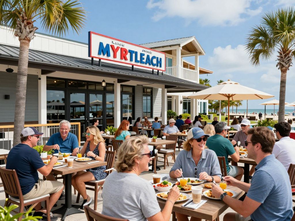 Guests enjoying food and entertainment in Myrtle Beach
