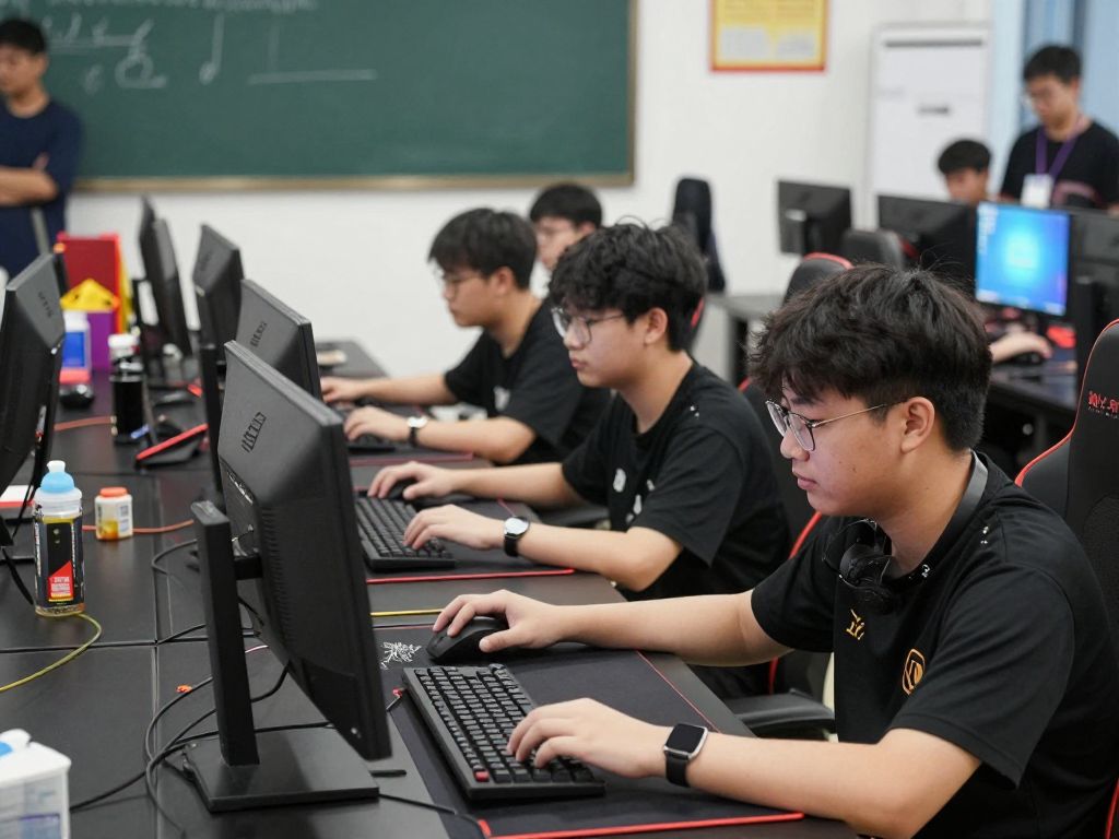Students participating in an esports competition at school