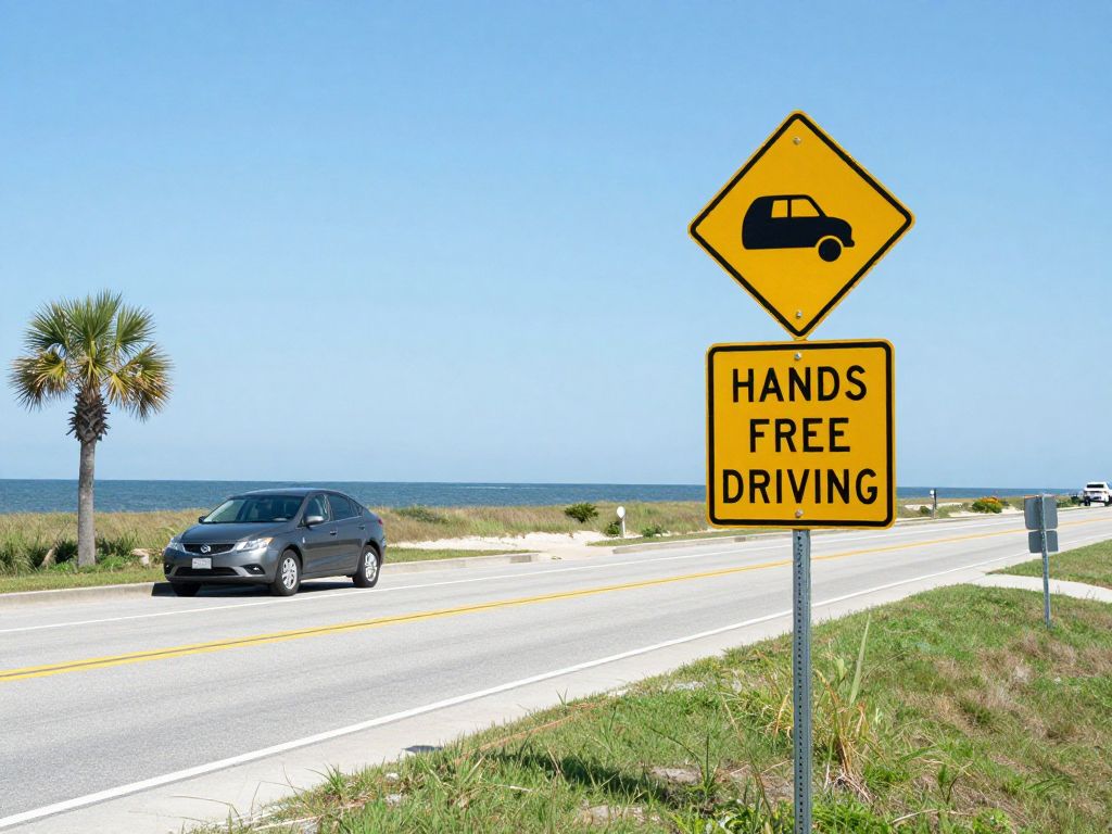 Hands-free driving road sign in Myrtle Beach