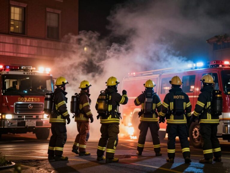 Firefighters battling a hotel fire in Myrtle Beach