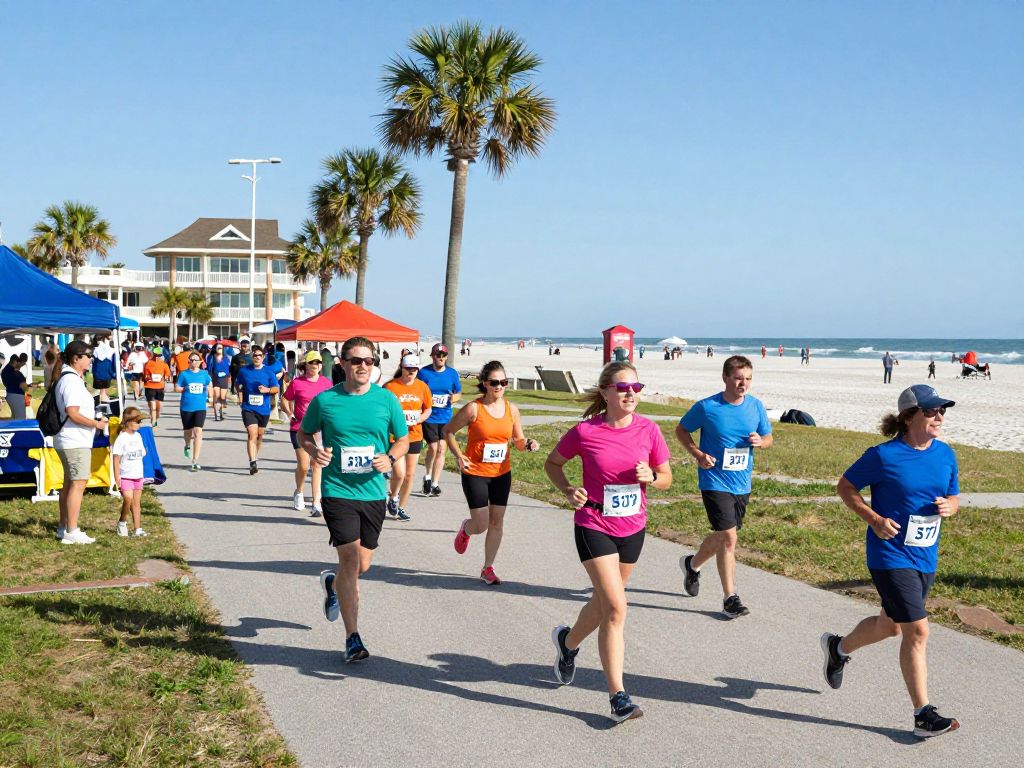 Families participating in the Myrtle Beach Penguin Dash event.