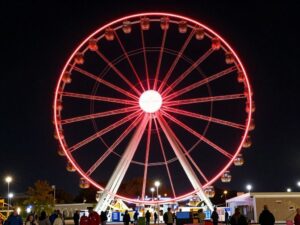 SkyWheel Myrtle Beach illuminated in red for health awareness