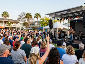 Crowd enjoying live music at Nance Plaza Myrtle Beach