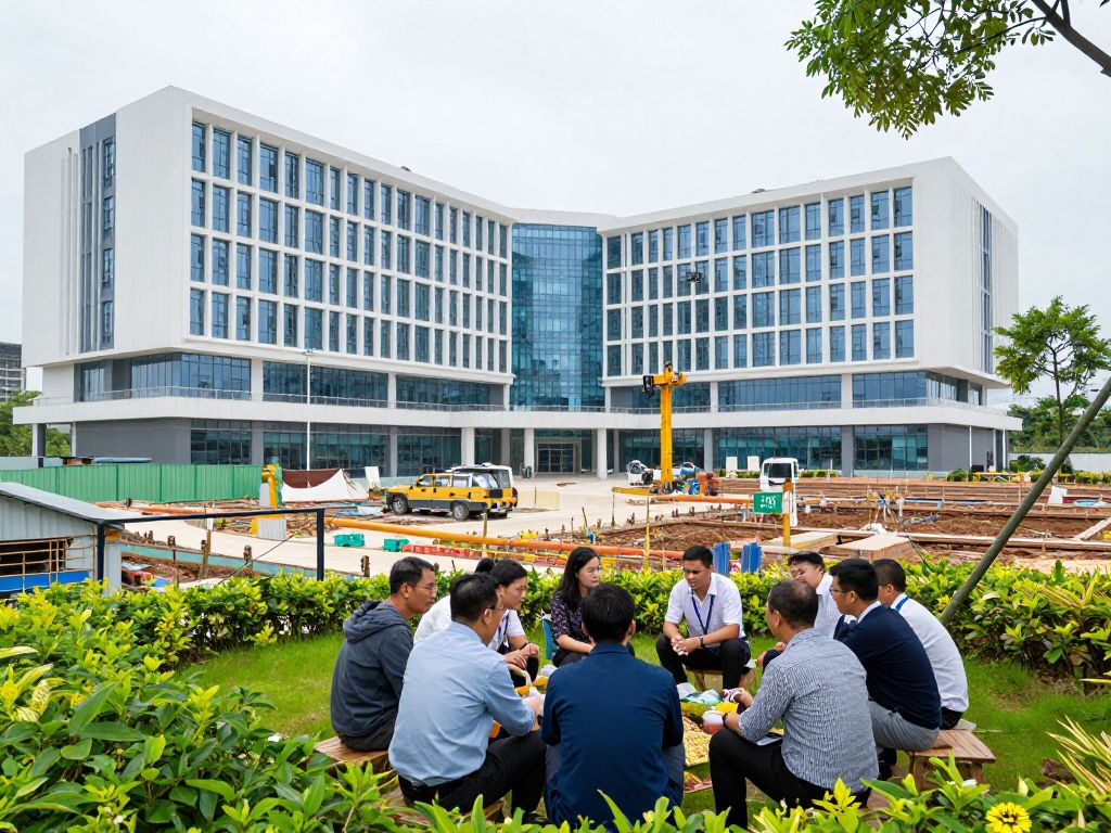 Construction site of the proposed Conway hospital surrounded by trees.