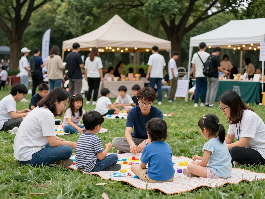 Families participating in a sensory-friendly community event in Myrtle Beach.