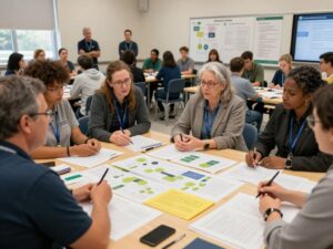 Local leaders at Surfside Beach Town Council Workshop discussing infrastructure and community planning.