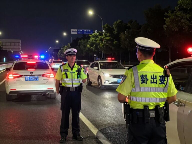 Law enforcement officers conducting a traffic stop