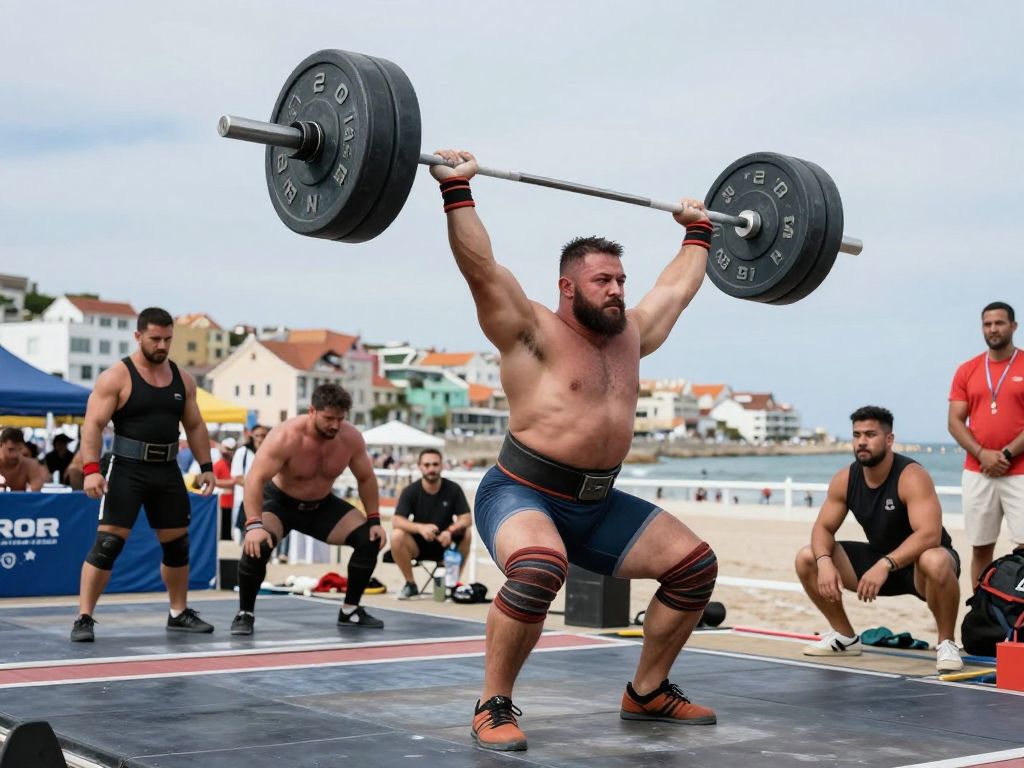 Athletes competing in the World's Strongest Man event in Myrtle Beach.