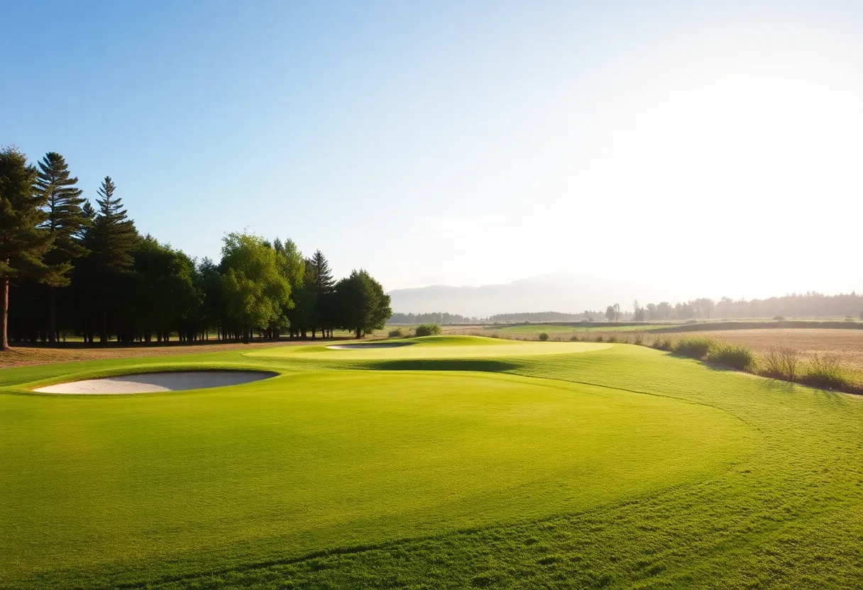 Close up of a beautifully manicured golf course landscape