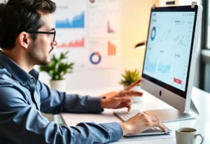 Marketer analyzing data to enhance digital marketing strategy.