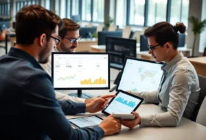 Marketing team reviewing user behavior analytics.