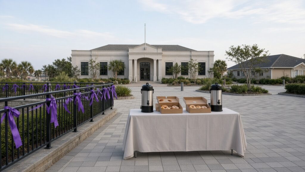 Scene for North Myrtle Beach opens Domestic Violence Awareness Month in purple